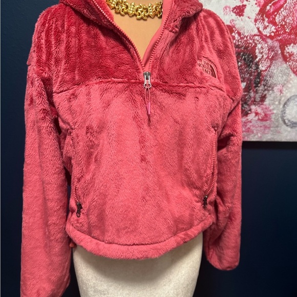 The North Face Osito 1/4 Zip  Pink Fleece Cropped Jacket M - Picture 1 of 7
